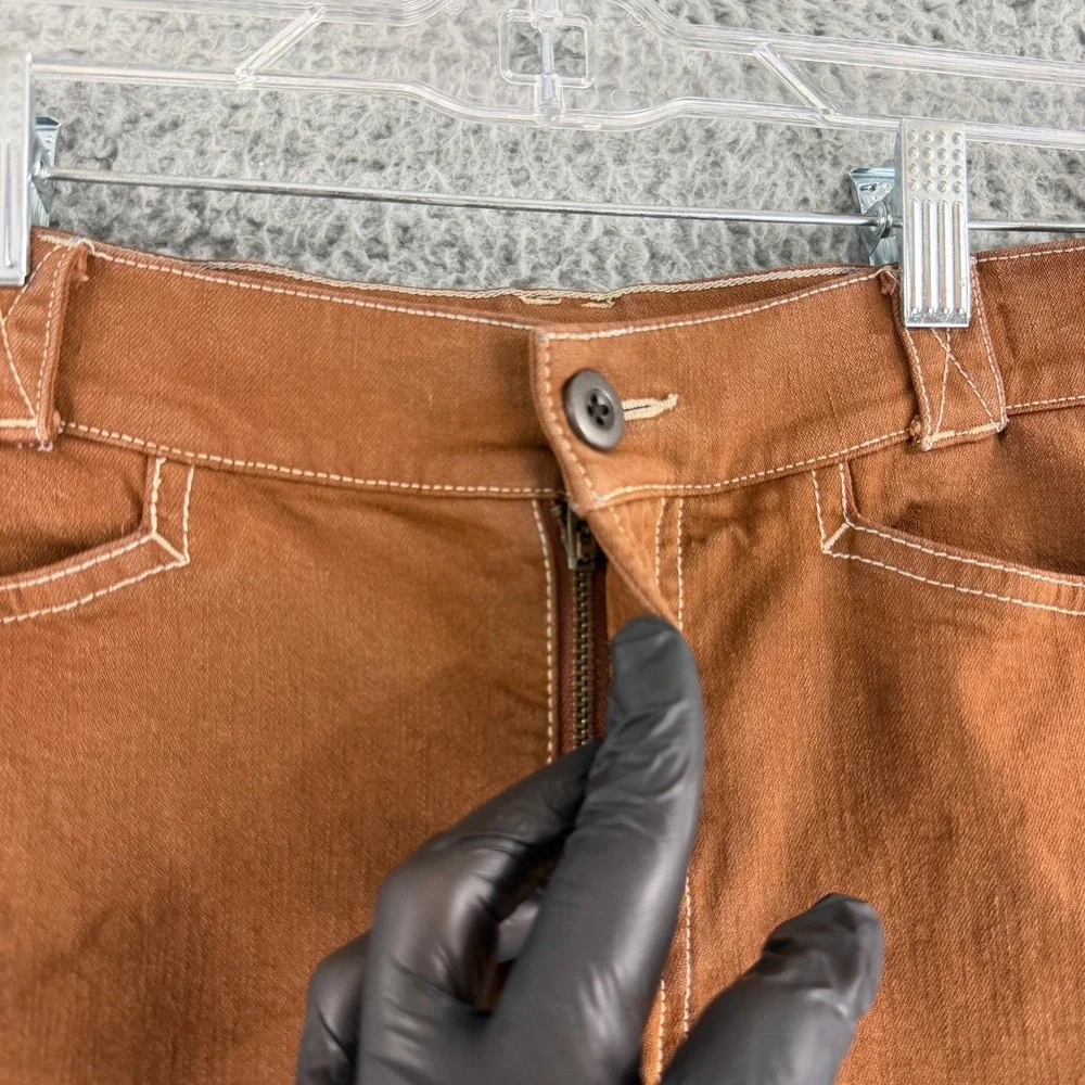 Madewell Emmett Wide-Leg Pants Women 26 Brown Contrast Stitch High Rise Crop - Picture 3 of 15